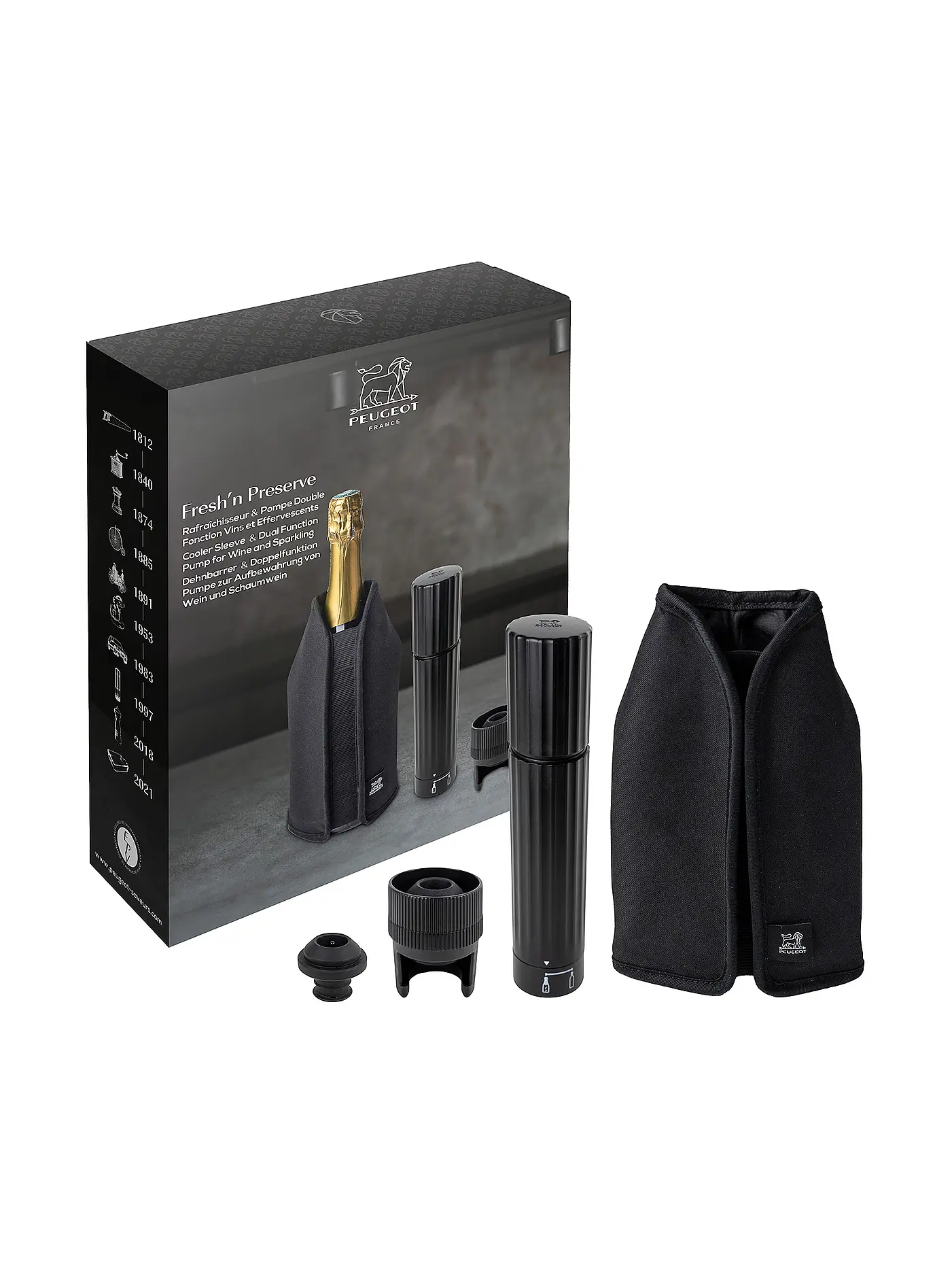PEUGEOT | Set 2 tlg. Vakuumpumpe Duo/Frizz FRESH N PRESERVE schwarz | 